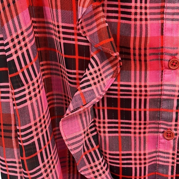 New Jack by bb Dakota red plaid sheer top size small - Picture 10 of 10